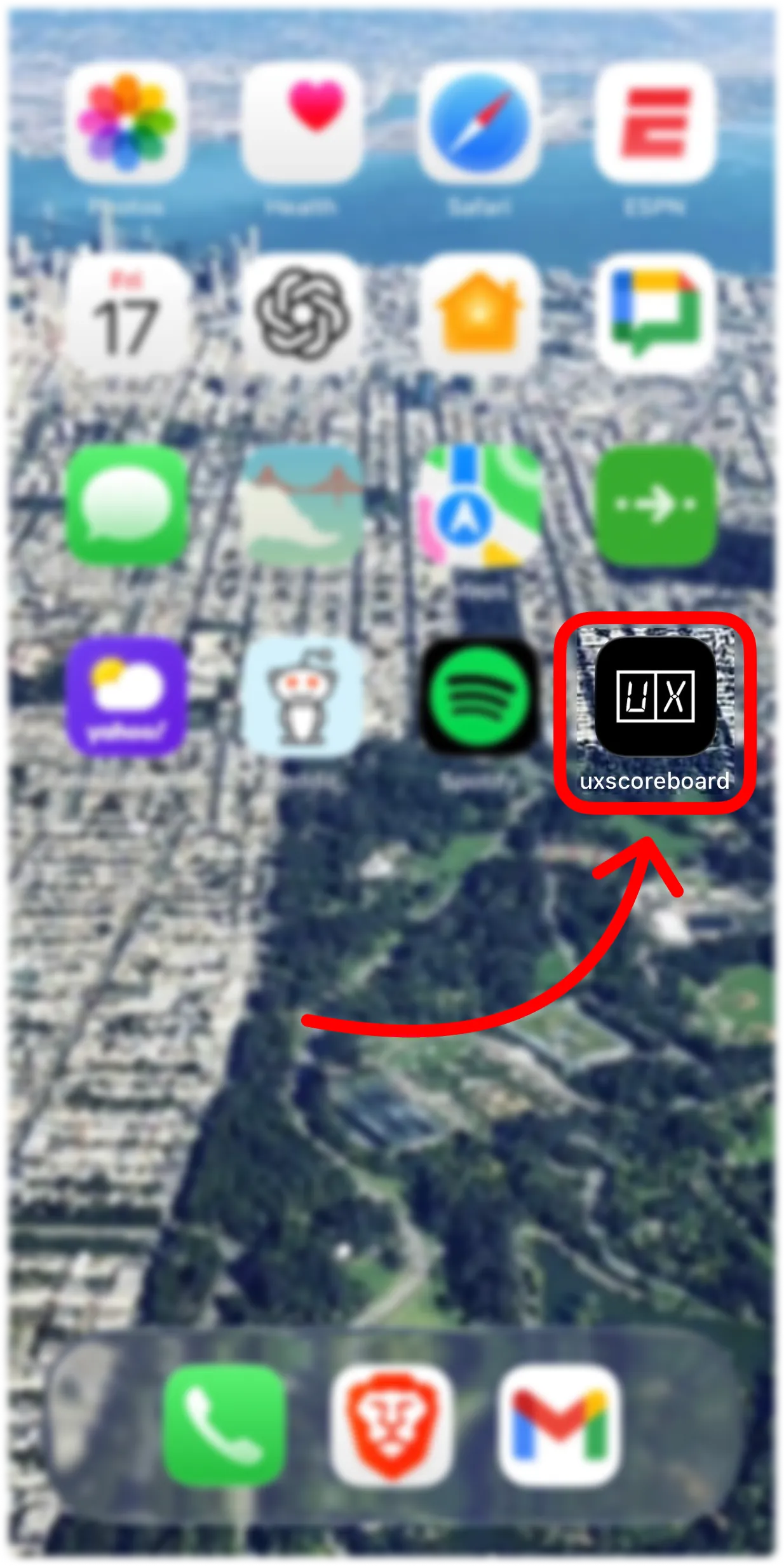 uxscoreboard icon highlighted on iPhone Home Screen